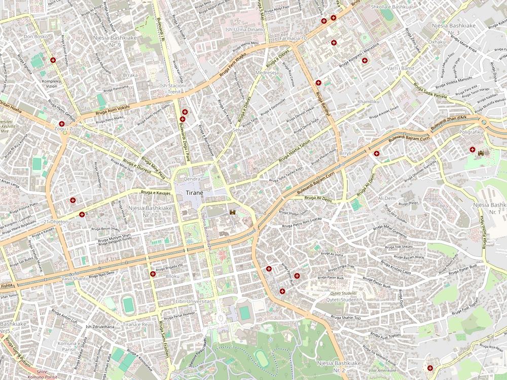 Street map of central Tirana